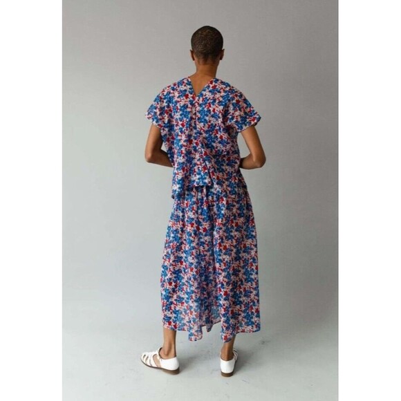 CARON CALLAHAN Selma Maxi Dress Floral Short Sleeve Cotton Voile Posy Small - Picture 10 of 16